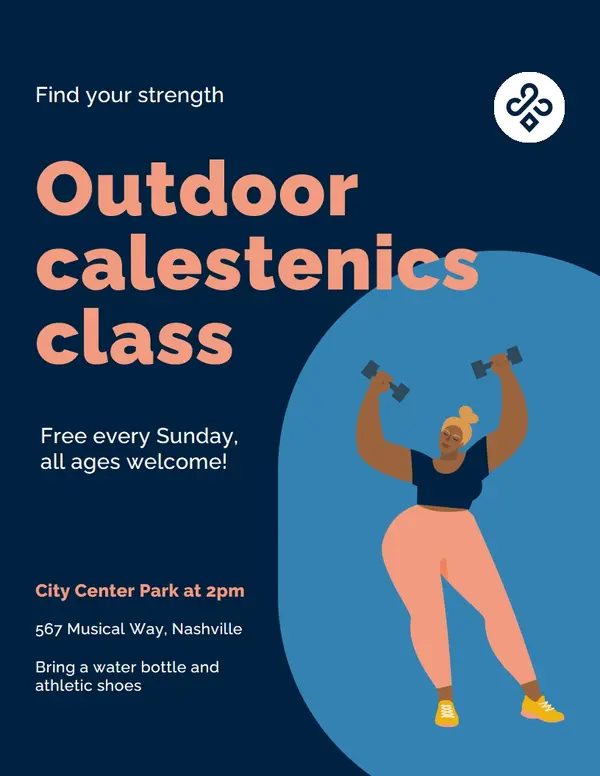 Simple modern exercise flyer Blue modern, simple, flat graphic