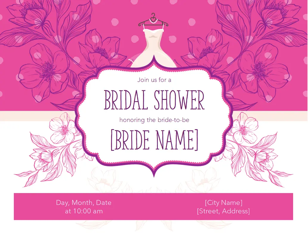 Floral bridal shower invitation pink vintage-botanical