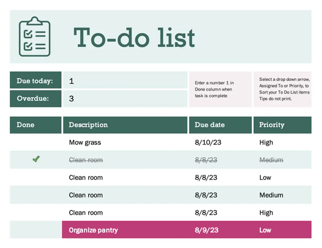 Household to-do list green modern simple