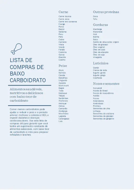 Lista de compras de alimentos low carb blue modern-simple