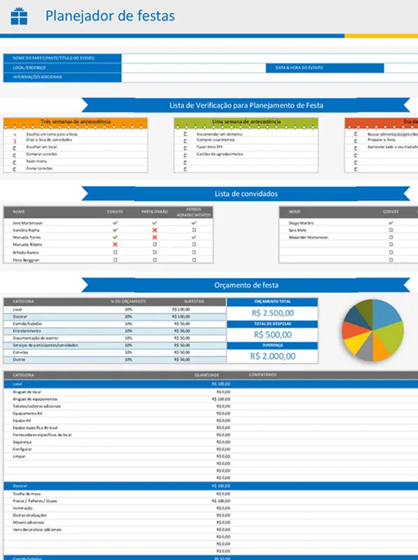 Planejador de festa e lista de verificação gray modern-simple